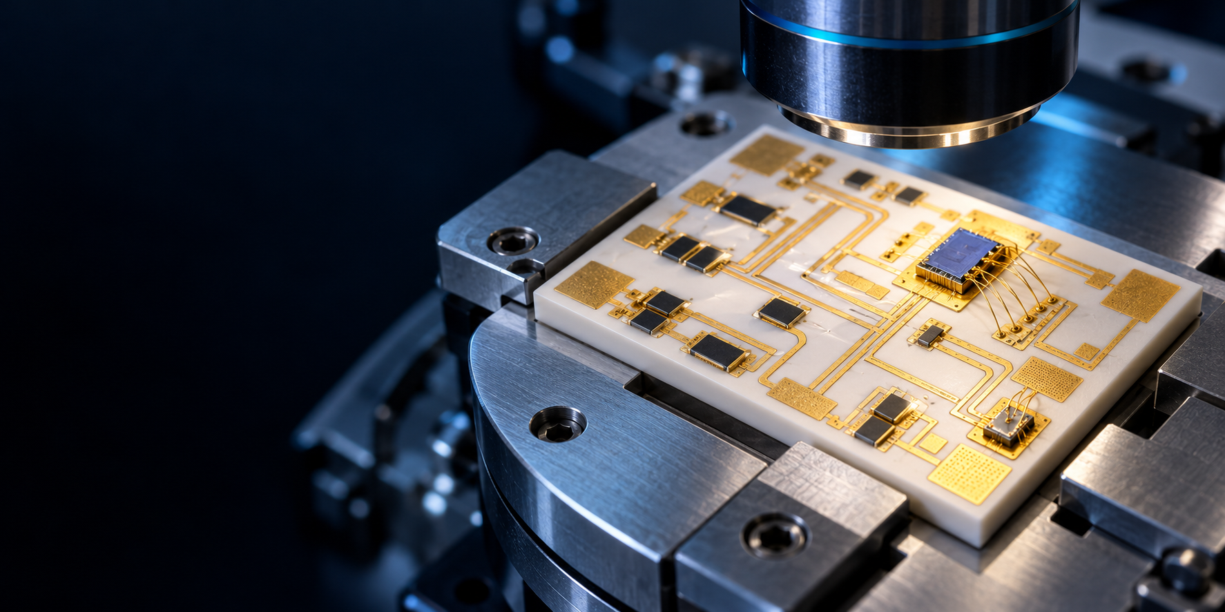 Illustrative thin-film circuit on an alumina ceramic substrate